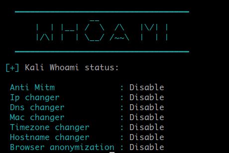 Kali-whoami status disabled Kali-whoami status disabled