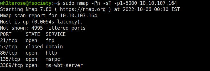 Tryhackme - Nmap TCP SYN Scan