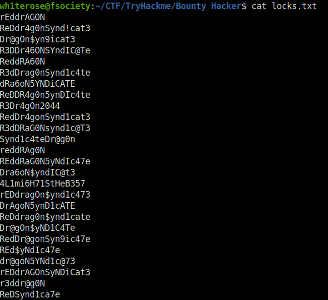 Tryhackme - Bounty Hacker locks.txt