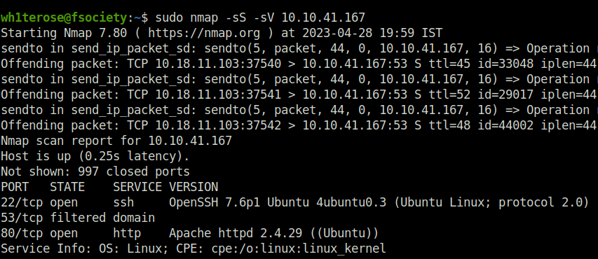 Tryhackme - Brute It nmap scan