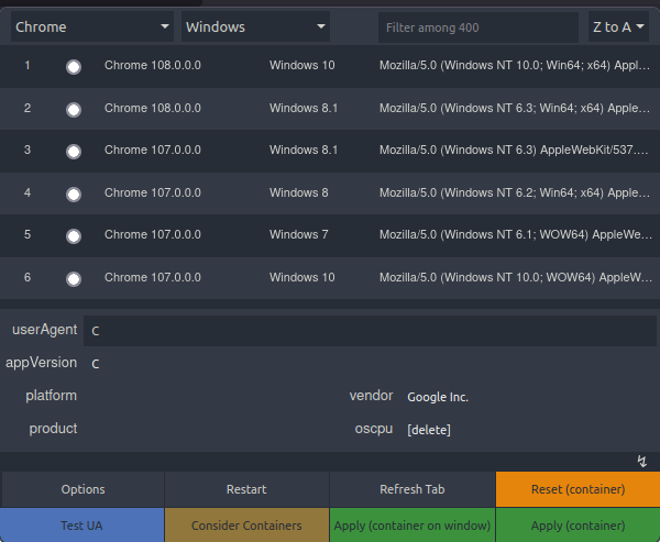 user agent switcher
