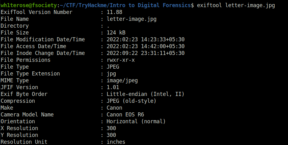 Tryhackme - Intro To Digital Forensics exiftool