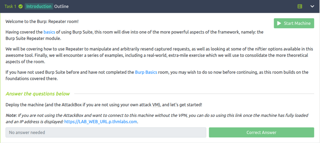 Tryhackme - Burpsuite: Repeater Task 1 - Outline