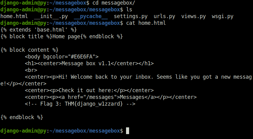 Tryhackme - Introduction to Django Hidden flag