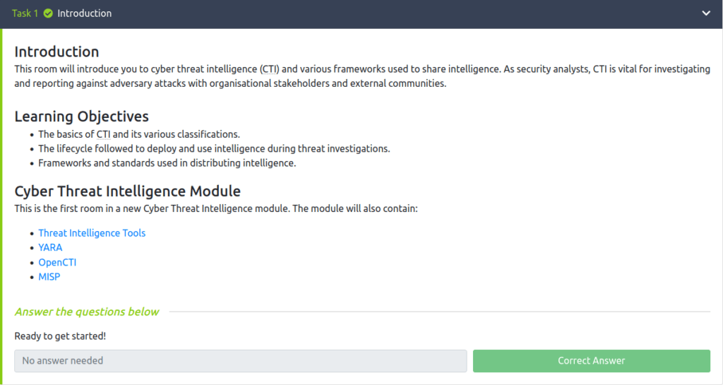 Tryhackme - Intro to Cyber Threat Intel Task 1 - Introduction