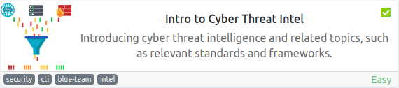 Tryhackme - Intro to Cyber Threat Intel Intro to Cyber Threat Intel