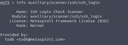 Tryhackme - Metasploit: Introduction info auxiliary/scanner/ssh/ssh_login module