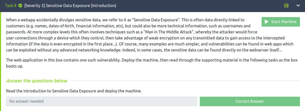 Task 8 - [Severity 3] Sensitive Data Exposure (Introduction)