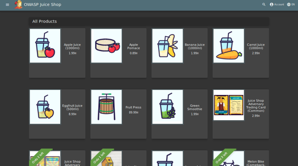 Tryhackme - OWASP Juice Shop All products