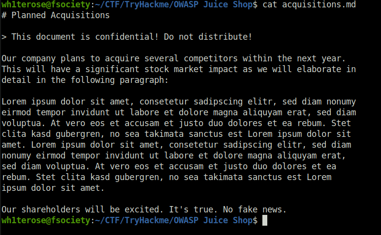 Tryhackme - OWASP Juice Shop acquisitions.md