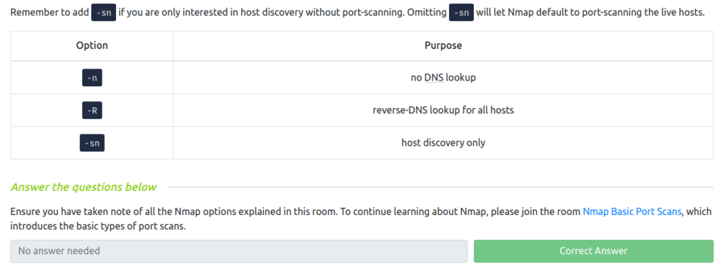 Tryhackme - Nmap Live Host Discovery Task 9 - Summary