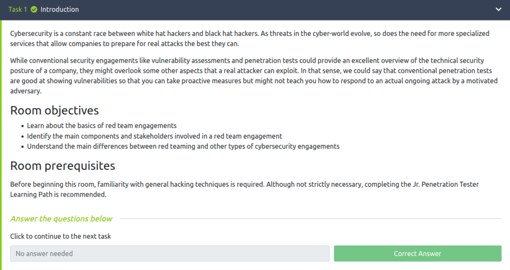 Tryhackme - Red Team Fundamentals Task 1 - Introduction