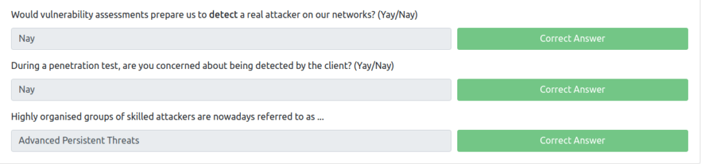 Tryhackme - Red Team Fundamentals Task 2 - Vulnerability Assessment and Penetration Tests Limitations
