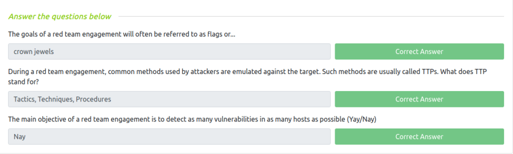 Tryhackme - Red Team Fundamentals Task 3 - Red Team Engagements