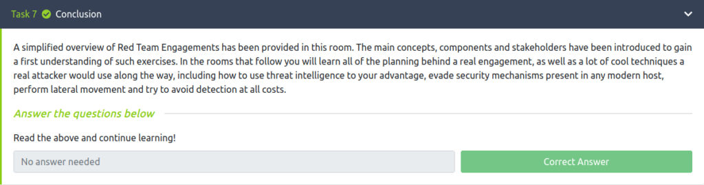 Tryhackme - Red Team Fundamentals Task 7 - Conclusion