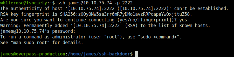 Tryhackme - Overpass 2 (Hacked) ssh login