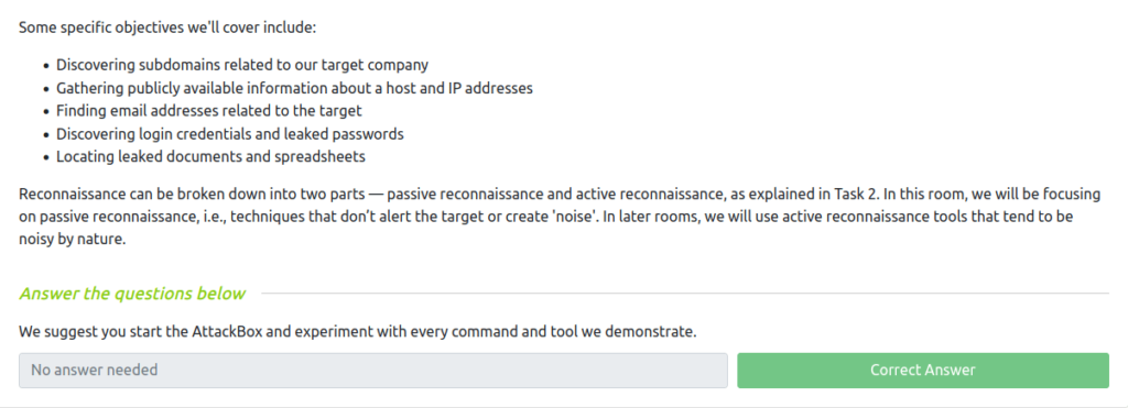 Tryhackme - Red Team Recon Task 1 - Introduction