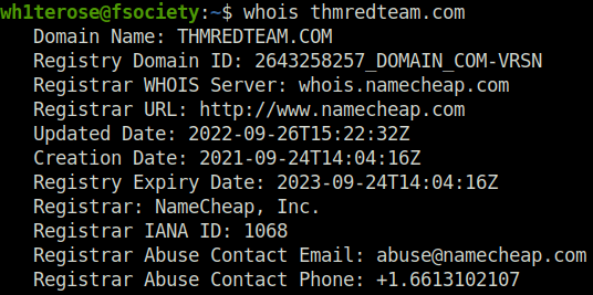 Tryhackme - Red Team Recon whois