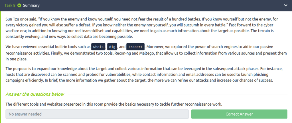 Tryhackme - Red Team Recon Task 8 - Summary