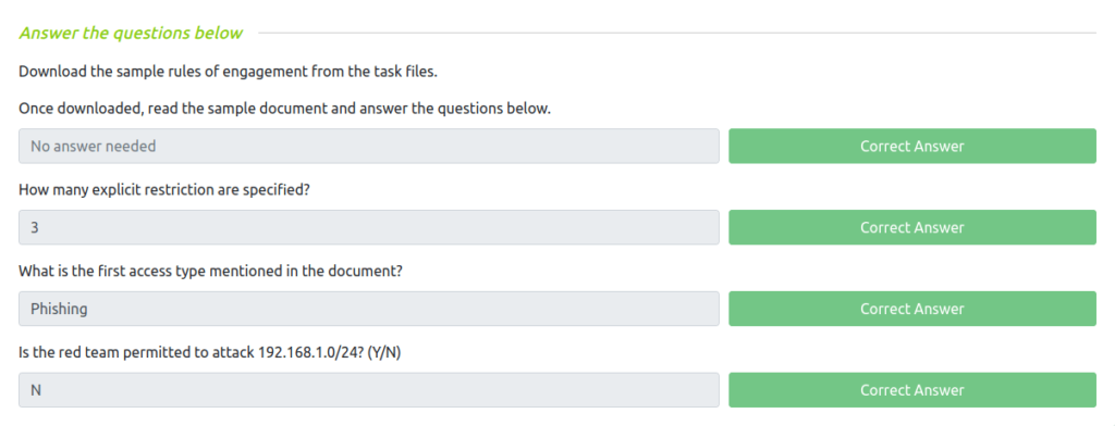Tryhackme - Red Team Engagements Task 3 - Rules of Engagement