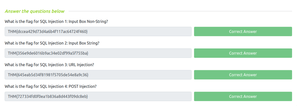 Tryhackme - SQL Injection Lab Task 2 - Introduction to SQL Injection: Part 1