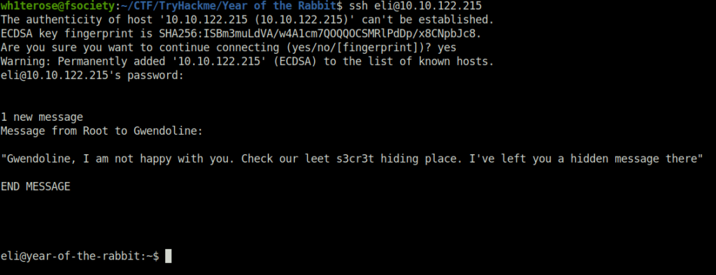 Tryhackme - Year of the Rabbit ssh banner
