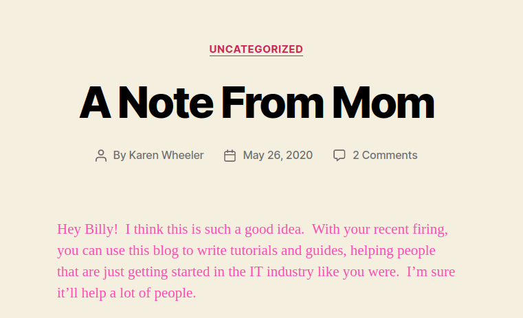 Tryhackme - Blog A Note from Mom