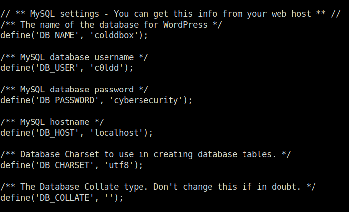Tryhackme - ColddBox (Easy) credentials found