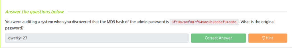 Tryhackme - Introduction to Cryptography Task 7 - Authenticating with Passwords