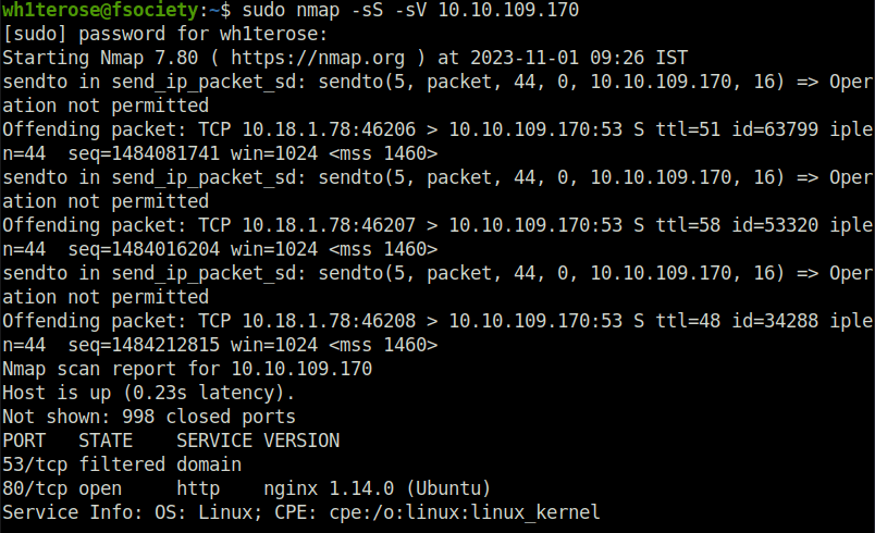 Tryhackme - Git Happens nmap scan