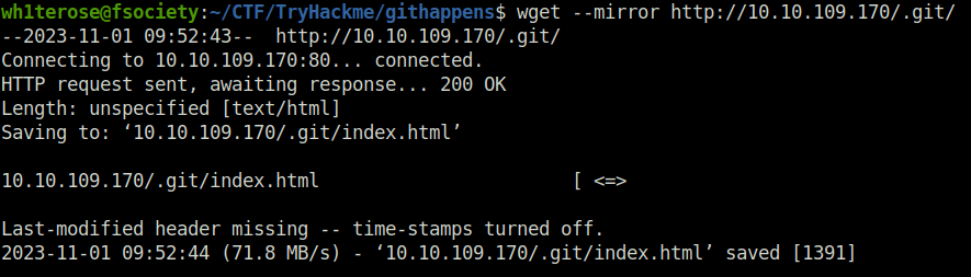 Tryhackme - Git Happens wget .git