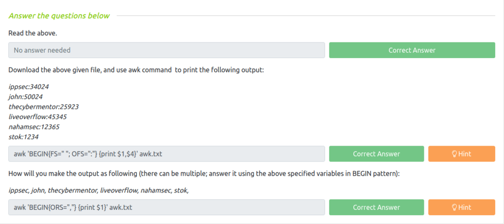 Tryhackme - Linux Modules Task 6 - awk