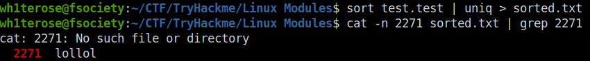 Tryhackme - Linux Modules uniq sorted.txt