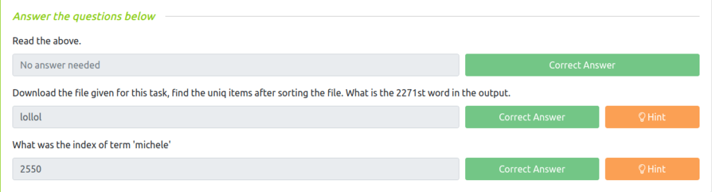 Tryhackme - Linux Modules Task 9 - sort and uniq
