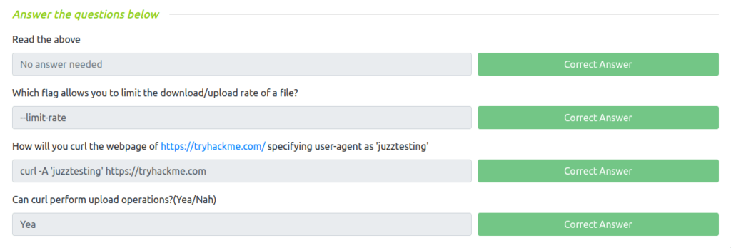 Tryhackme - Linux Modules Task 10 - cURL