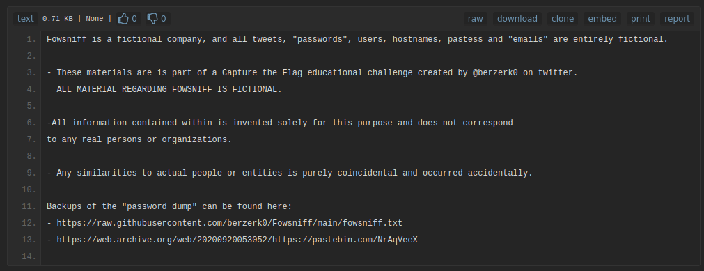Tryhackme - Fowsniff CTF Pastebin dump