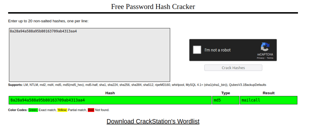 Tryhackme - Fowsniff CTF Password cracking