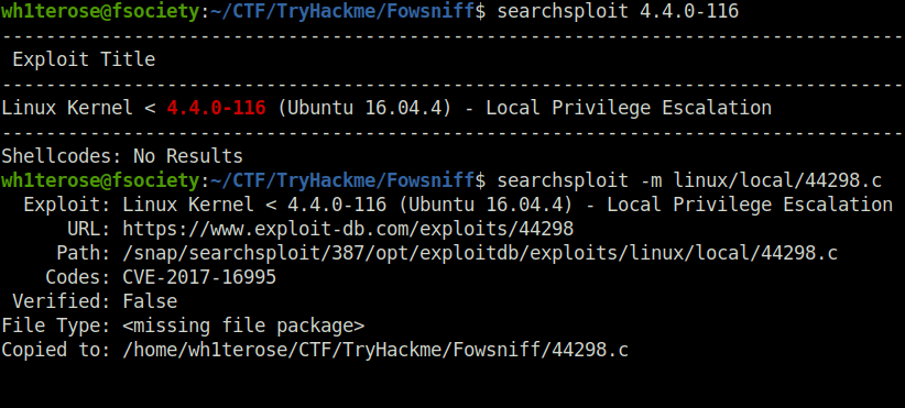 Tryhackme - Fowsniff CTF searchsploit Local Privilege Escalation exploit