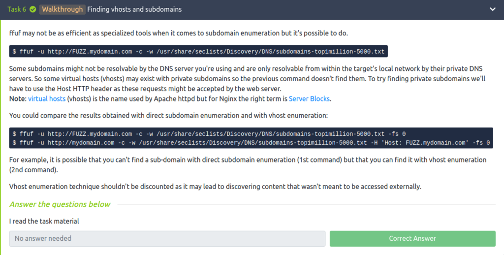 Task 6 - [Walkthrough] Finding vhosts and subdomains