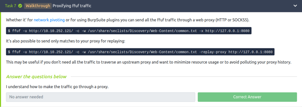 Task 7 - [Walkthrough] Proxifying ffuf traffic
