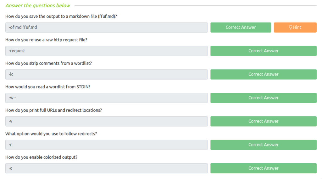 Task 8 - [Questions] Reviewing the options