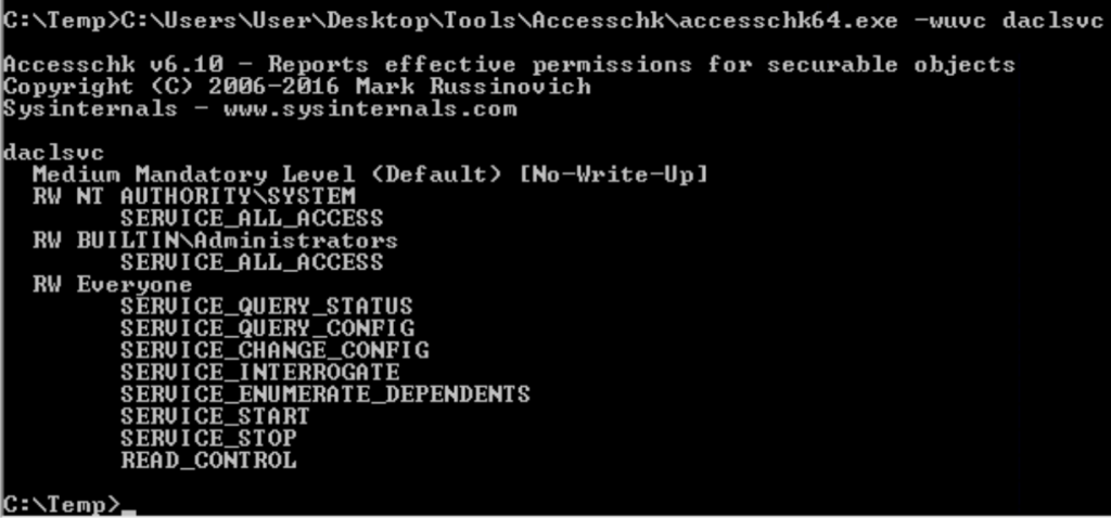 Tryhackme - Windows PrivEsc Arena accesschk64.exe