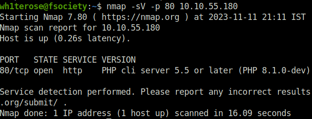 Tryhackme - Agent T nmap service scan