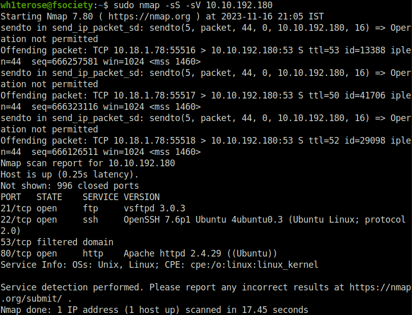 Tryhackme - Watcher nmap scan